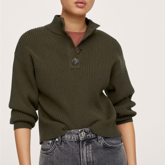 MANGO Ribbed Knit Sweater in Khaki - Picture 2 of 6